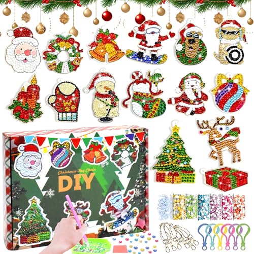 Weihnachtsbaumschmuck,Diamond Painting Weihnachten 15,3D Diy Diamond Painting Schlüsselanhänger,Diamond Painting Anhänger Set Für Weihnachtsdeko Weihnachtsbaum Fenster Hängend Christbaum Schmuck Dekor von TANJSPO