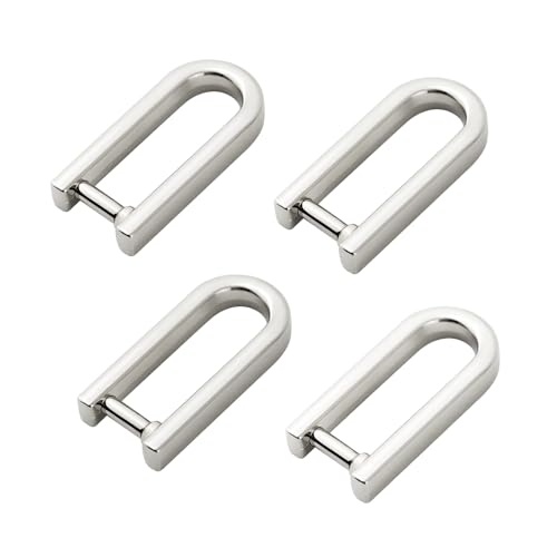 D-Ringe zum Einschrauben, Hufeisen, U-Form, D-Ring-Schnallen für Geldbörse, DIY, Lederhandwerk, Schlüsselanhänger, 4 Stück (Silber) von TANJUN