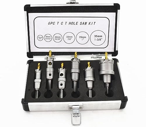 Bohrer-Bit-Set, Bohrer-Set für TCT Lochsäge 16-65 mm Bohrer-Set für Metallbohrer mit Hartmetallbohrer mit Aufbewahrungsbox (6PCS,D) von TANKUAI