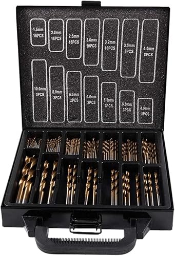 Bohrer-Bits Kombinationsset, Bohrer Set 99 Teile Bohrer im Metallkoffer HSS Titan Bohrer Set 1.5mm-10mm for Home DIY and Building General von TANKUAI