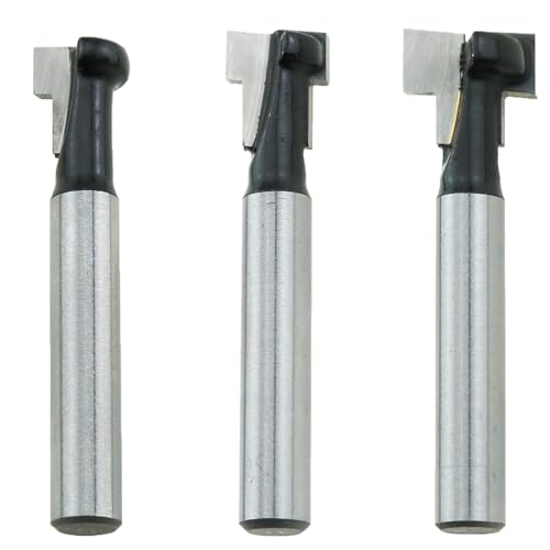 TAODAN 1 Satz schwarzer Holzbearbeitungsfräser 1/4 Zoll Schaft 5/16 Zoll 3/8 Zoll 1/2 Zoll Klingendurchmesser T Slot Router Bits für Holz MDF Laminat Acryl von TAODAN