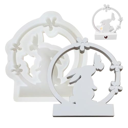 TAOLE Silikonform Kerzenhalter Ostern, 3D Gießformen Hasenform Für Ostern Backen Formen Giessform Candy Schokoladenharzform Epoxidharz Frühling Kerzen von TAOLE