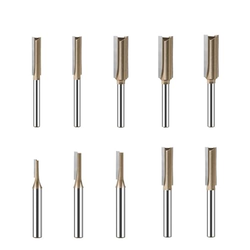 1 Stück 1/4 Zoll Schaft gerade geschnittener Fräser, 3–25 mm Durchmesser, Hartmetall-Fräser, Einzel- und Doppelflöte, Holzbearbeitungs-Trimmschneider(10PCS 6.35mm Shank) von TAOMENJS