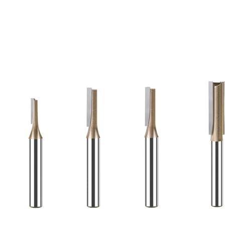 1 Stück 1/4 Zoll Schaft gerade geschnittener Fräser, 3–25 mm Durchmesser, Hartmetall-Fräser, Einzel- und Doppelflöte, Holzbearbeitungs-Trimmschneider(4PCS 6.35mm Shank) von TAOMENJS