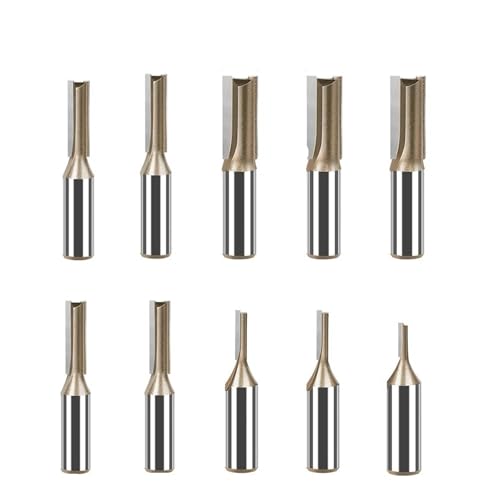 12-mm-Schaft-Fräser mit geradem Schaft, Einzel- und Doppelnut-Fräser mit geradem Schnitt, Schnittdurchmesser 3–25 mm, Holzbearbeitungs-Hartmetallfräser(10PCS 12mm Shank) von TAOMENJS