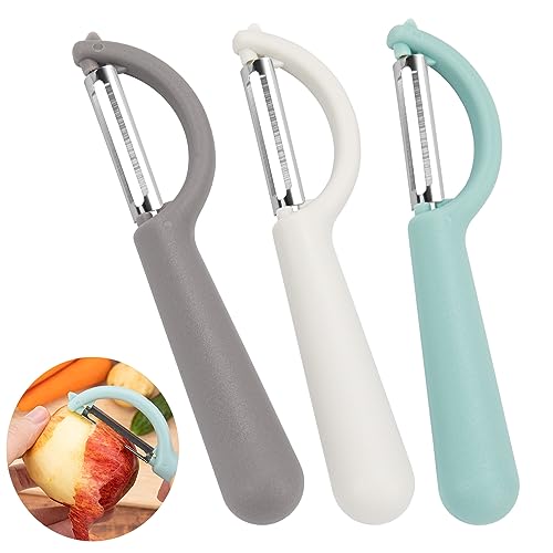 TAOPE 3 Stück Sparschäler, 16,8×3cm Schäler Universalschäler für Obst und Gemüse, Edelstahl Kartoffelschäler Spargelschäler Gurkenschäler, Grau, Beige und Blau von TAOPE