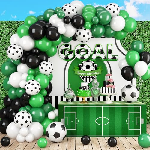 Fußball Luftballons Girlande, 90 Stück Schwarz Grün Fussball Latex Ballons Girlande Dunkelgrün Weiß und Schwarz Helium Balloons für Weltmeisterschaft Fussball Thema Party Jungen Männer Geburtstag von TAOYE