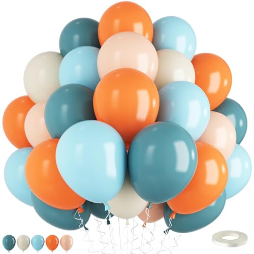 Orange-blaue Luftballons, 60 Stück orange-blau-weiße Luftballons von TAOYE