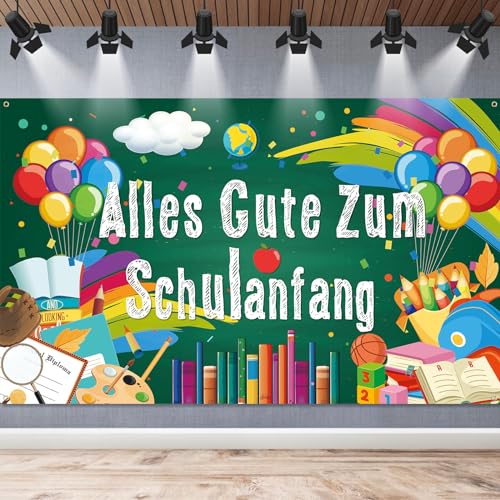 TAOYE Einschulung Deko Alles Gute Zum Schulanfang Banner Extra Groß Schulkind Girlande Banner Deko Schuleinführung Deko Banner Hintergrund Dekoration für Kinder Jungen Mädchen, 185x110cm von TAOYE