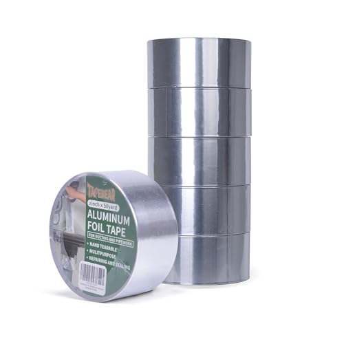 TAPEBEAR Aluminiumband 6Rollen 46m x 50mm, Aluminium Klebeband, Beständig 80° C bis 100° C, Alu-Klebeband Wasserdichtes HitzebestäNdiges, Zum Versiegeln, Reparieren Und Isolieren von TAPEBEAR