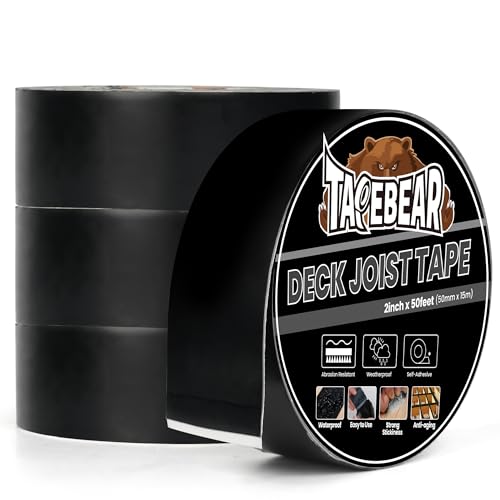 TAPEBEAR Butylband Dichtungsband Wasserdichtes 50mm×15m, Dach Reparaturband Butyl Klebeband Selbstklebend Bitumenband Korrosionsschutz für Holzbalken und Balken, 4 Rollen von TAPEBEAR