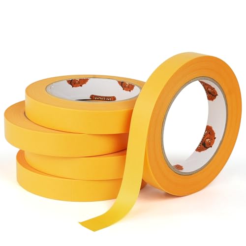 TAPEBEAR Goldband Klebeband Profi Malerkrepp 19mm x 50m, 5x Malerband Maler Abklebeband Gold Washi-Papier Selbstklebend für Innen Malerarbeiten, Lackieren und Renovierungen von TAPEBEAR