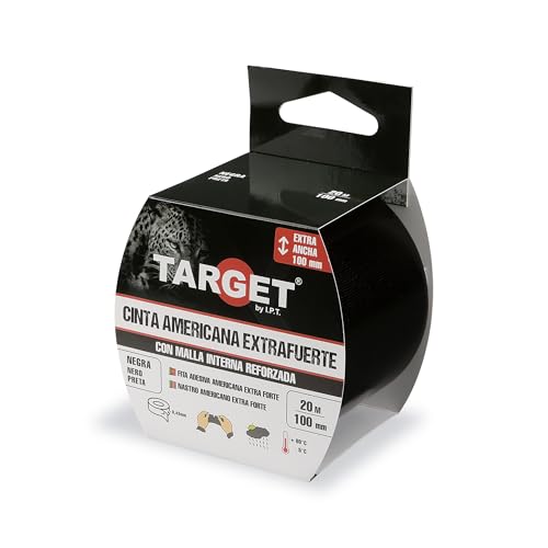 TARGET CTN20100N Amerikanisches Klebeband, extra stark, robust, netzverstärkt, bis zu 0,43 mm dick (schwarz, 20 m x 100 mm) von TARGET