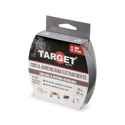 TARGET CTP1025N Amerikanisches Klebeband, extra stark, mit Mesh, bis zu 0,43 mm dick (Silber, 10 m x 25 mm) von TARGET