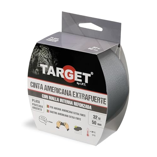 TARGET CTP3250N Amerikanisches Klebeband, extra stark, robust, netzverstärkt, bis zu 0,43 mm dick (Silber, 32 m x 50 mm) von TARGET