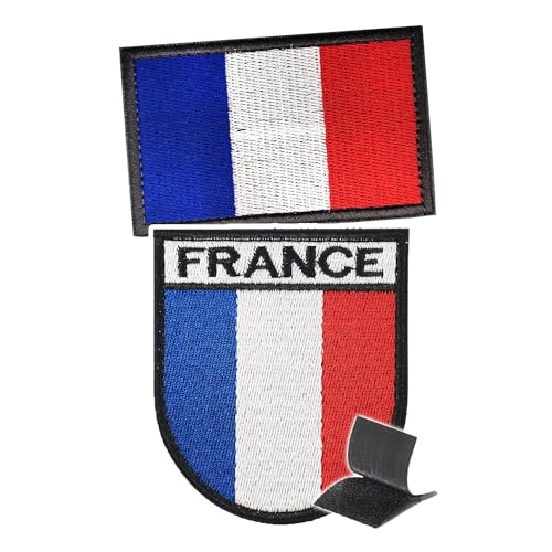 Frankreich trikot patches klett lustig Satz mit 2 Patches Frankreich flagge klett aufnäher klettverschluss patch patch klein patch rucksack patch weste Frankreich deko flagge patch klett emblem von TARIFA UNITED