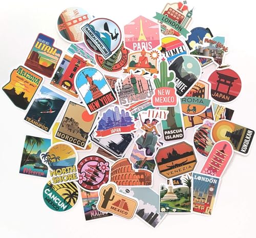 Sticker set urlaub stickers aesthetic Japan deko lustige aufkleber laptop sticker Japan aufkleber Utah USA Italien aufkleber urlaub kofferaufkleber Tokio Marrakesch Istanbul Kolosseum Marokko sticker von TARIFA UNITED