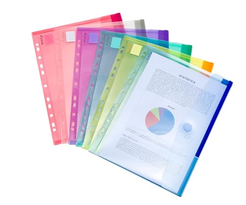 Dokumententasche Sammeltasche Din A4- Tarifold 12 Stk. in 6 Farben Blau, Gelb, Lila, Grün, Transparent, Rosa - 510229 von Djois