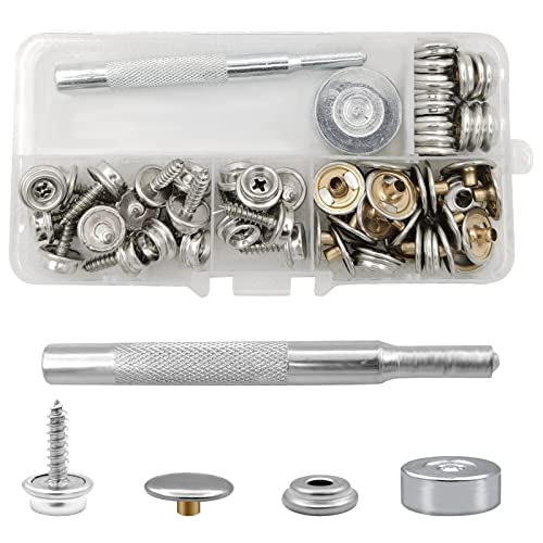 Lusofie 150 Sets Metal Snap Buttons Press Studs with Fastener Pliers Press  Tool Snap Button Kit for DIY Crafts Clothes Hats Sewing(Silver, 9.5mm)