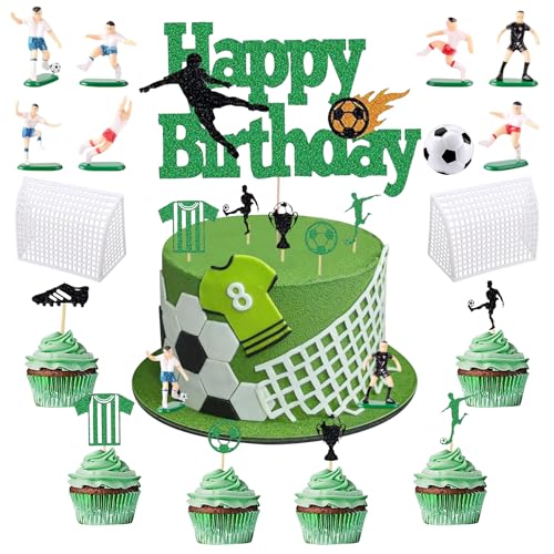 TASAHNI 23 Stück Tortendeko Fussball Fußball Kuchen Deko Fussball Cupcake Topper Fussball Tortendeko Kinder Fussball Muffin Dekoration für Jungen Geburtstag Party von TASAHNI