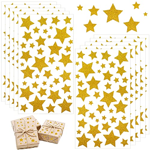 Aufkleber Weihnachten Goldene Sterne, 10 Pcs Sticker Weihnachten Glitzer, Weihnachtsstickers Selbstklebend Kinder Geschenk Aufkleber, Karten, DIY von TATAFUN