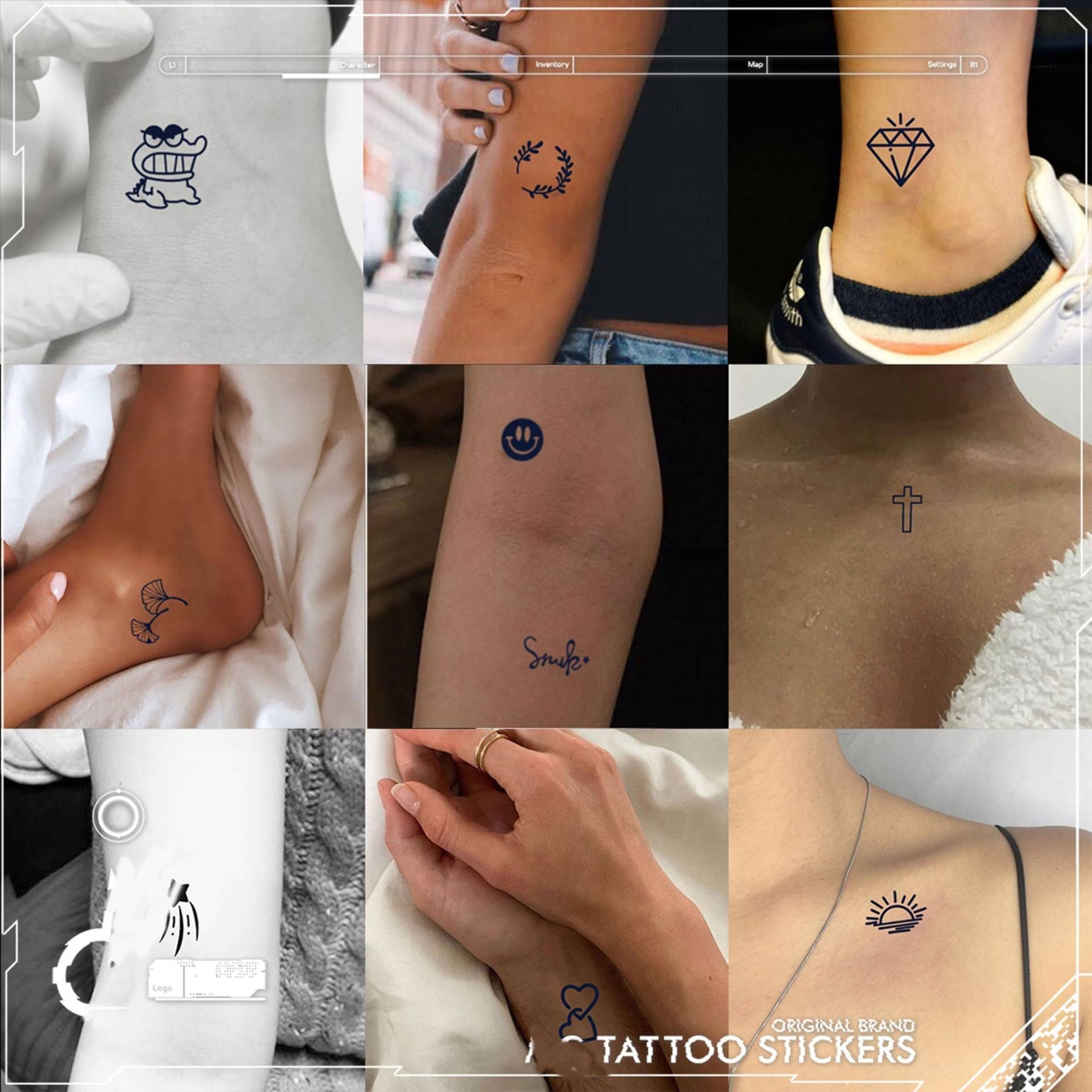 Mini Semi-Permanent Tattoo Set | Handtattoo Jedes Motiv 1-2 cm Temporäres 96stk von TATTNOW