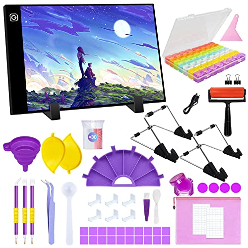 TAVADA A3 Diamond Painting LED Licht,Einstellbare Helligkeit Diamant Painting Lichtplatten,mit USB Kabel Abnehmbaren Ständer,Ideal für Diamant Malerei,Designen,Zeichnen Skizzieren von TAVADA