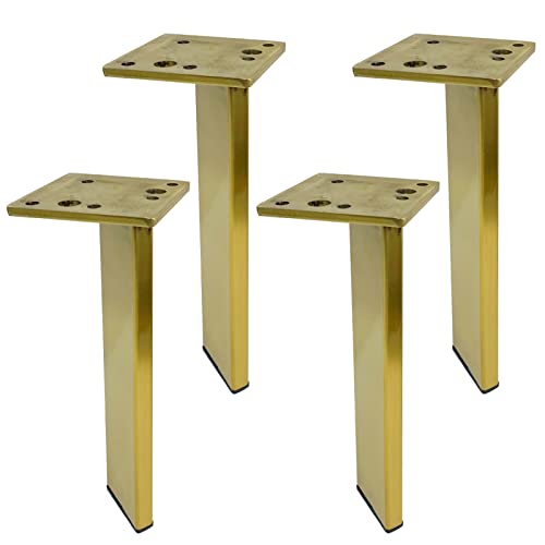 TAXXII Möbelbeine aus Edelstahl, 7,9 Zoll, Gold, 4er-Set, DIY-Sofa-Tisch-Ersatzbeine mit Schutzfüßen, Metall-Tischbeine für TV-Ständer, Ottomane, Schrank von TAXXII