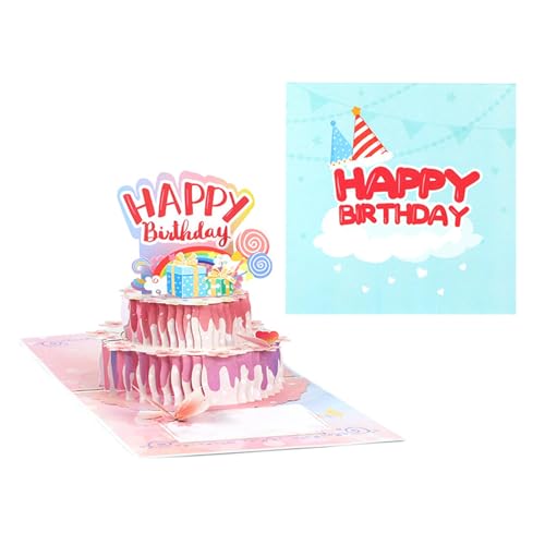TAZIZI Wunderschöne 3D Kuchen Geburtstagskarte Grußkarte Köstlichkeiten Verschiedene Feierlichkeiten Festlich Lichtbeständig von TAZIZI