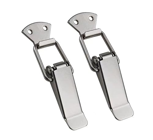 TBEWVONQ Haspenclip, 2 Stück Mini-Federschnallenriegel, Eisen-Nickel-Knebelverschluss, für Gepäck, Holzkoffer, Werkzeugkasten (47,5 mm) von TBEWVONQ