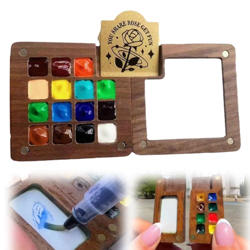 Wasserfarben Tragbar Künstler Aquarell Reise Set, Mini Aquarell Reise Paint Set Reise Palette mit Clip, Mini Aquarell Farbe Reise Set für Zeichnung Geschenk Kunst Party Gefälligkeiten (15 Raster) von TBLMPNE