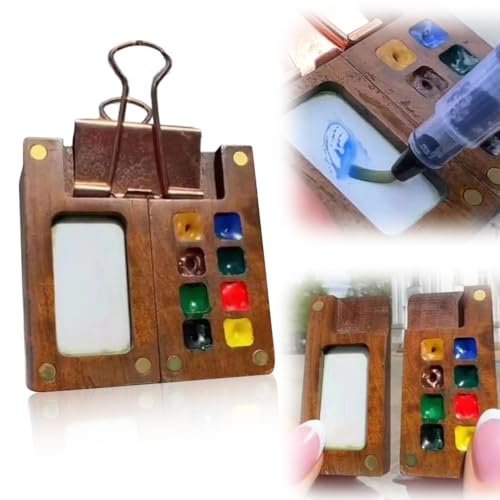 Wasserfarben Tragbar Künstler Aquarell Reise Set, Mini Aquarell Reise Paint Set Reise Palette mit Clip, Mini Aquarell Farbe Reise Set für Zeichnung Geschenk Kunst Party Gefälligkeiten (8 Raster) von TBLMPNE