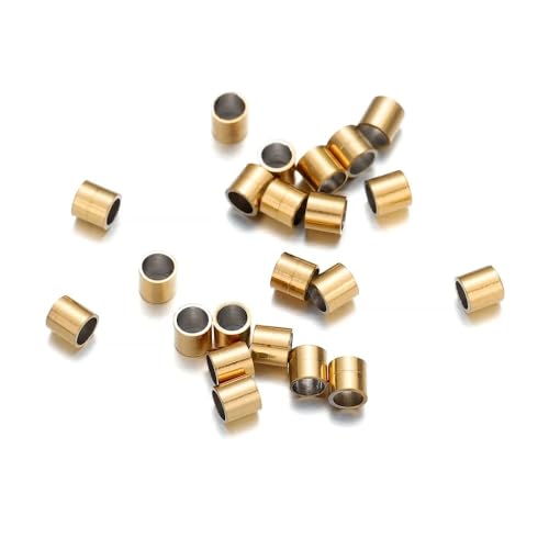 150Pcs/lot Stainless steel Round Stopper Spacer Crimp Tube Beads Wire Connectors For DIY Jewelry Making Accessories Supplies(Stainless steel Gold,2.0mm) von TBMRSKKN