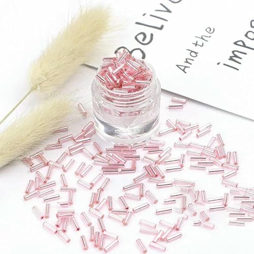 10 g 4/6 mm lange gerade Röhren-Glasperlen, silbergefütterte Rocailles-Perlen für Handarbeiten, Schmuckherstellung, handgefertigtes DIY-Zubehör, 35, 2 x 6 mm, 300 Stück von TBSKUY