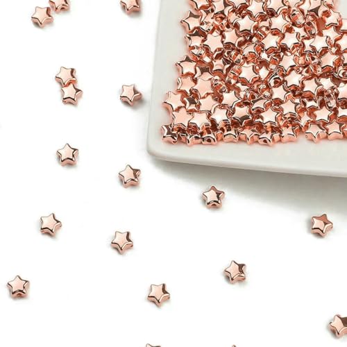 100–400 Stück goldfarbene Perlen, 4,0 mm, 6 mm, CCB, Würfel, Krone, Herz, Anhänger, Stern, Abstandshalter, lose Perlen für Liebesschmuck, Armbänder, DIY, S-Stern, 6 mm, Rose-400 Stück 100–400 Stück goldfarbene Perlen, 4,0 mm, 6 mm, CCB, Würfel, Krone, Herz, Anhänger, Stern, Abstandshalter, lose Perlen für Liebesschmuck, Armbänder, DIY, S-Stern, 6 mm, Rose-400 Stück von TBSKUY
