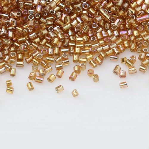 1680 Stück 1,5 mm AB-Farbglasperlen 15/0 Beschichtung Glasperlen Röhre DIY für Schmuckherstellung Stickerei Bastelzubehör-AB Gold-1,5 mm 1680 Stück von TBSKUY