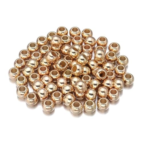 20–100 Stück 4 6 8 10 12 mm CCB runde Perlen goldfarben großes Loch Abstandskugelperlen für DIY-Schmuckarmband-Halskettenherstellung Großhandel-Gold-4,0 mm Loch 1,9 mm 100 Stück von TBSKUY