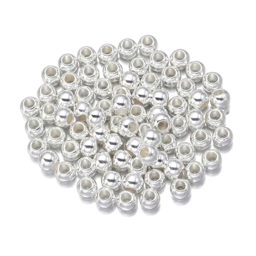 20–100 Stück 4 6 8 10 12 mm CCB runde Perlen goldfarben großes Loch Abstandskugelperlen für DIY-Schmuckarmband-Halskettenherstellung Großhandel-Silber-14,0 mm Loch 6,8 mm 20 Stück von TBSKUY