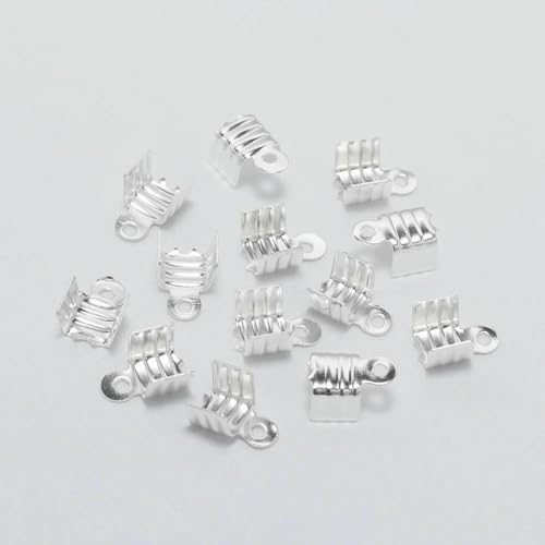 200 Stück goldfarbene kleine Kordel-Endspitze, umklappbar, Dreidraht-Verschluss, Quetschperlen-Schnallenverbinder für Schmuckherstellung, Zubehör, DIY, Silber, 3 x 6 mm 200 Stück goldfarbene kleine Kordel-Endspitze, umklappbar, Dreidraht-Verschluss, Quetschperlen-Schnallenverbinder für Schmuckherstellung, Zubehör, DIY, Silber, 3 x 6 mm von TBSKUY