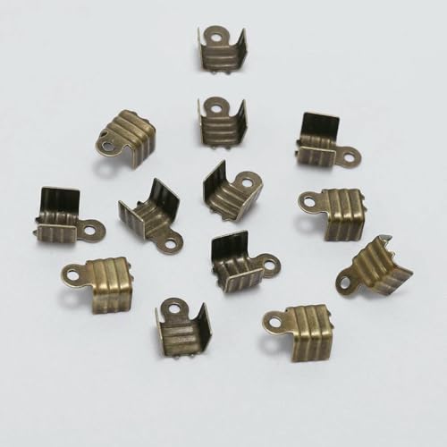 200 Stück goldfarbene kleine Kordelenden, umklappbar, Dreidrahtverschluss, Quetschperlen-Schnallenverbinder für Schmuckherstellung, Zubehör, DIY, Antikbronze, 5 x 7,5 mm 200 Stück goldfarbene kleine Kordelenden, umklappbar, Dreidrahtverschluss, Quetschperlen-Schnallenverbinder für Schmuckherstellung, Zubehör, DIY, Antikbronze, 5 x 7,5 mm von TBSKUY