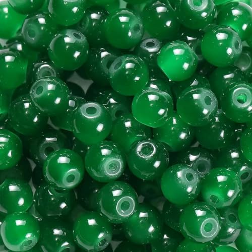 30/50 Stück 6 mm runde Glasperlen, bunte Abstandshalter, lose Perlen für Halsketten, Armbänder, DIY-Schmuckherstellung, Zubehör, Zubehör, Jadegrün, 30 Stück von TBSKUY