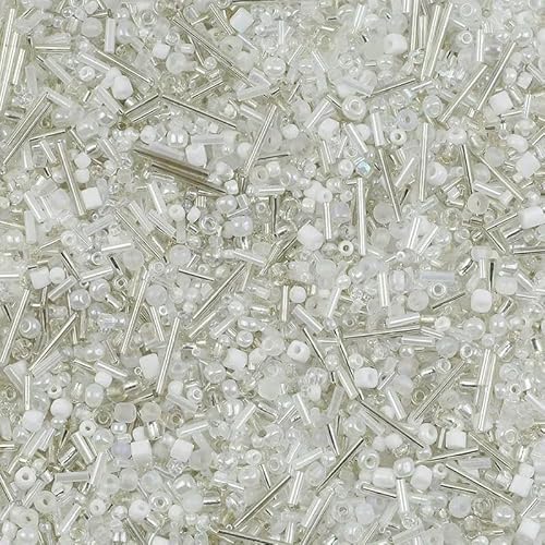 30 g/Los Rocailles-Glasperlen in gemischter Größe, rund, weiß/blau, Spacer-Lose Perlen für Schmuck, Armbänder, DIY-Halskettenzubehör, Weiß 30 g/Los Rocailles-Glasperlen in gemischter Größe, rund, weiß/blau, Spacer-Lose Perlen für Schmuck, Armbänder, DIY-Halskettenzubehör, Weiß von TBSKUY