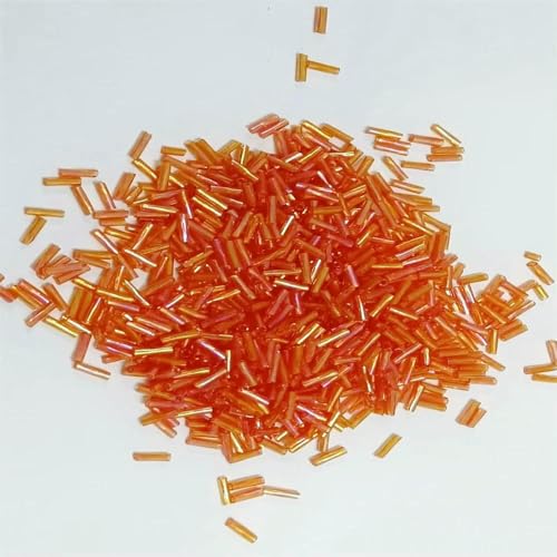 300 Stück 11/0 Röhrenperle 2 x 6 mm Twist-Bugles Glasperlen Spiralförmige Rocailles-Perlen für DIY-Armbänder, Schmuck, Kleiderherstellung, Kleidungsstücke, Zubehör-orange A von TBSKUY