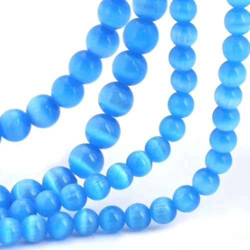 4/6/8/10/12MM Neue 5AAA+ Opal Natürliche Katzenaugenperlen blaue Farbe zur Schmuckherstellung für die Schmuckherstellung von Armbändern und Halsketten-MYS-006-8mm 45Stk von TBSKUY