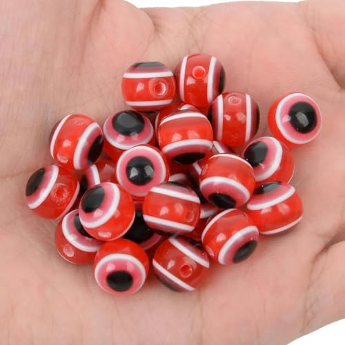 50/100 Stück 6/8/10 mm Harz-Abstandshalterperlen, klare, runde, lose Perlen zur Schmuckherstellung, DIY-Charm-Armband, Halskettenzubehör-Rot-6 mm-ca. 100 Stück von TBSKUY