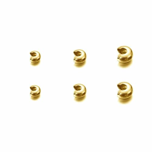 50 Stück goldfarbene Edelstahl-End-Quetschperlen, Abdeckung, Durchmesser 2, 3, 4,0 mm, lose Abstandshalter-Stopperperlen mit großem Loch für die Herstellung von DIY-Schmuck, goldfa 50 Stück goldfarbene Edelstahl-End-Quetschperlen, Abdeckung, Durchmesser 2, 3, 4,0 mm, lose Abstandshalter-Stopperperlen mit großem Loch für die Herstellung von DIY-Schmuck, goldfa von TBSKUY