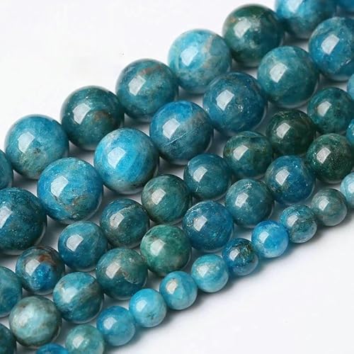 5A Qualität Naturstein Blaue Tigerauge-Perlen, runde lose Perlen 6 8 10 12 mm für die Schmuckherstellung, DIY-Charm-Armband, 15 Zoll - Apatit - 12 mm, 31 bis 32 Stück von TBSKUY