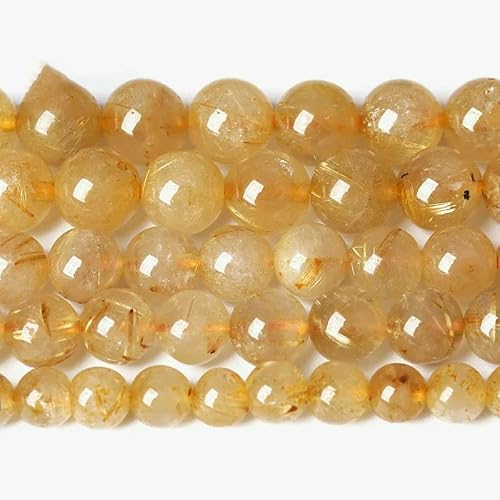 5A Qualität Naturstein Blaue Tigerauge Perlen Runde lose Perlen 6 8 10 12 mm für Schmuckherstellung DIY Bettelarmband 15"-Gold Rutiliert-4,0 mm 85 bis 95 Stück von TBSKUY