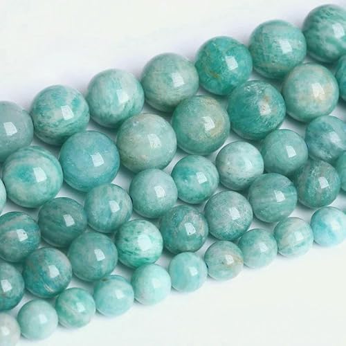 5A Qualität Naturstein Blaue Tigerauge Perlen Runde lose Perlen 6 8 10 12 mm für Schmuckherstellung DIY Charm-Armband 15"-Amazonit-10 mm 36 bis 38 Stück von TBSKUY