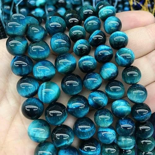 5A Qualität Naturstein Blaue Tigerauge Perlen Runde lose Perlen 6 8 10 12 mm für Schmuckherstellung DIY Charm-Armband 15"-Blaues Tigerauge-14,0 mm 27 bis 28 Stück von TBSKUY